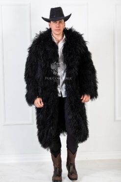 Felix | Men’s Luxury Mongolian Lamp Fur Coat With Collar