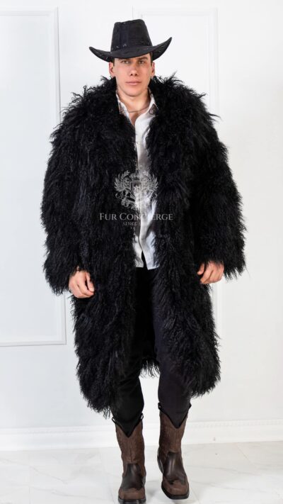 Felix | Men’s Luxury Mongolian Lamp Fur Coat With Collar