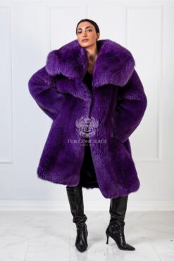 Lanthe | Luxury Purple Fox Fur Coat With Huge Collar