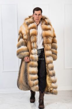 Mateo | Luxury Men’s Golden Island Fur Coat Full Length With Big Hood