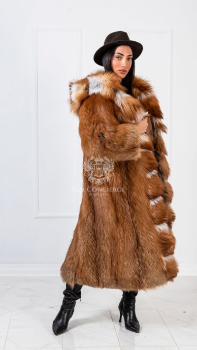 Micah | Luxury Gold Fox Fur Coat With Huge Hood