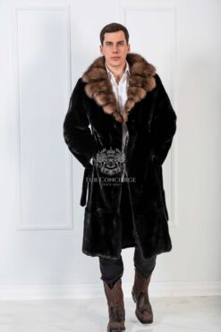 Abel | Men's Luxury American Mink Blackglama Fur Coat With Sable Fur English Collar