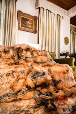 Perugia | Real Luxurious Norwegian Saga Gold Cross Fox Fur Blanket–Throw