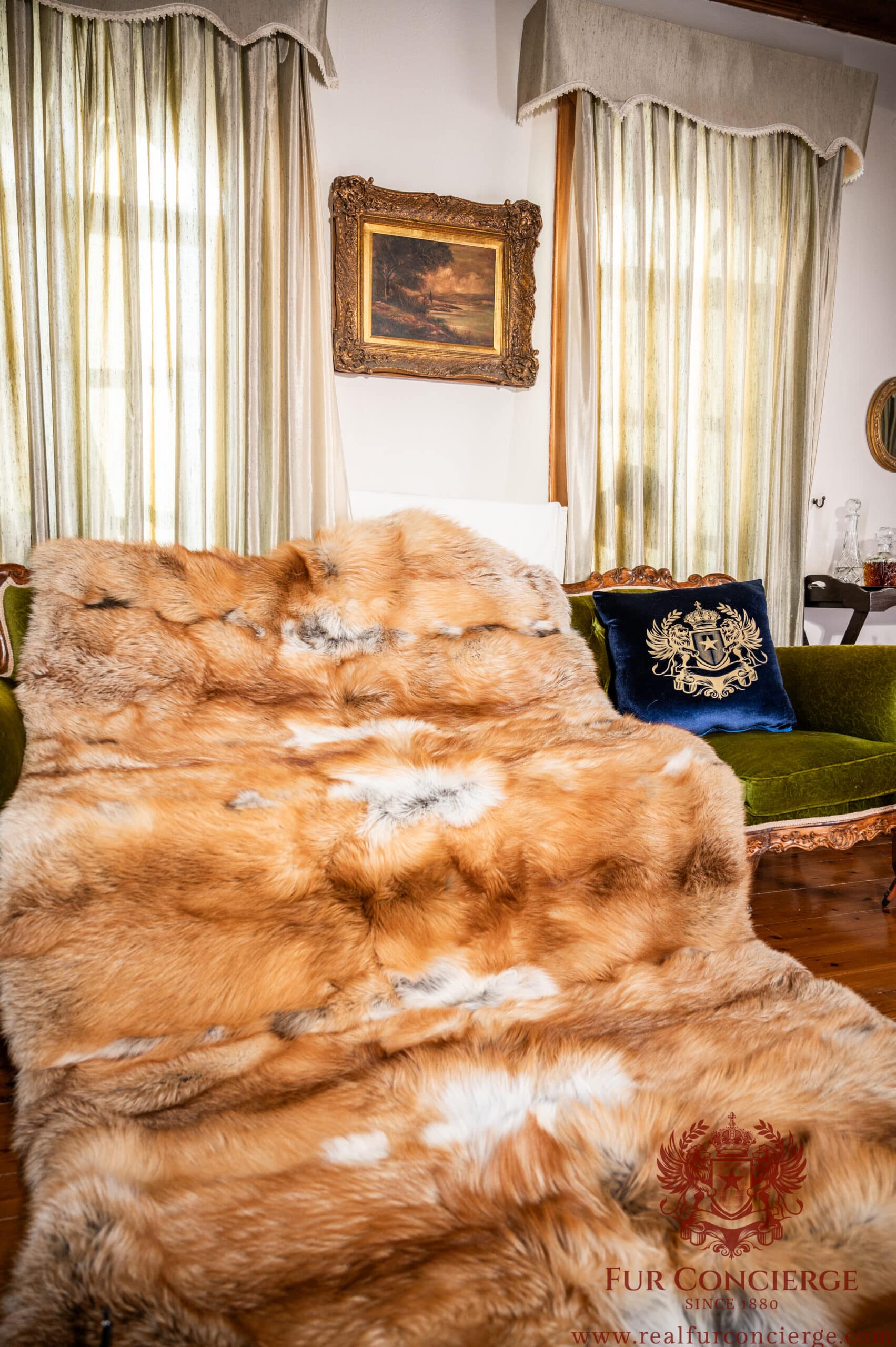 Lazio | Real Luxurious Norwegian Saga Gold Fox Fur Blanket –Throw