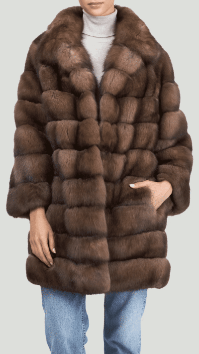 Annalise | Luxury Russian Honey-Brown Sable Fur Jacket With Lavish English Collar